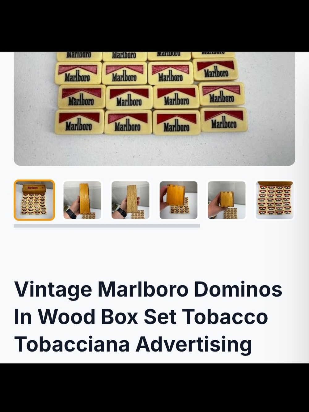 Vintage Marlboro Domino Set with Logo In Wooden Case